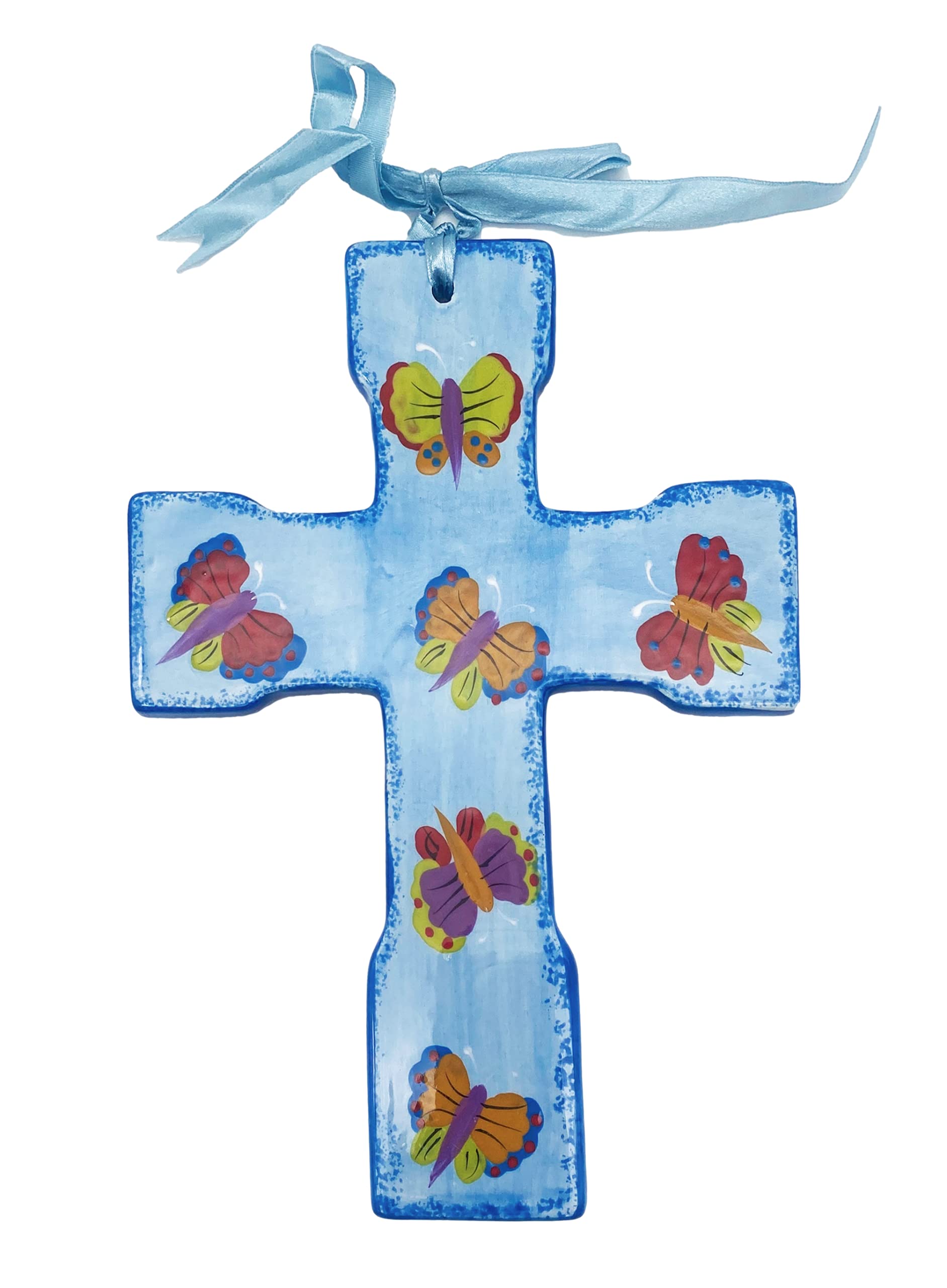 Precious Home Collection, Blue Cross with Butterflies, 80919 by ACK Trading Co.