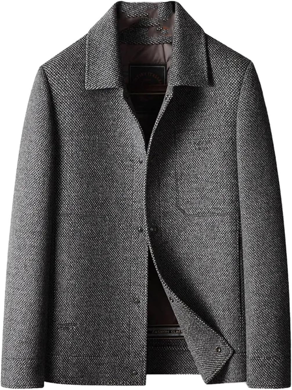 Mens Wool Lapel collar Jacket Casual Outerwear Soft Warm Fabric Winter Classic Minimalist Fashion Coat