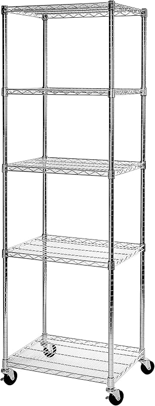 UltraDurable 5-Tier NSF Steel Wire Shelving, 24"W x 18"D x 75"H | Heavy-duty commercial-grade solid steel wire storage rack featuring 800 pounds per shelf weight capacity