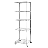 Seville Classics UltraDurable Heavy Duty NSF Solid Steel Wire Rack Storage Unit Organizer for Garage, Warehouse, Office, Restaurant, Classroom, Kitchen, 5-Tier Shelving, 24' W x 18' D Steel 5-Tier Shelving, 24' W x 18' D