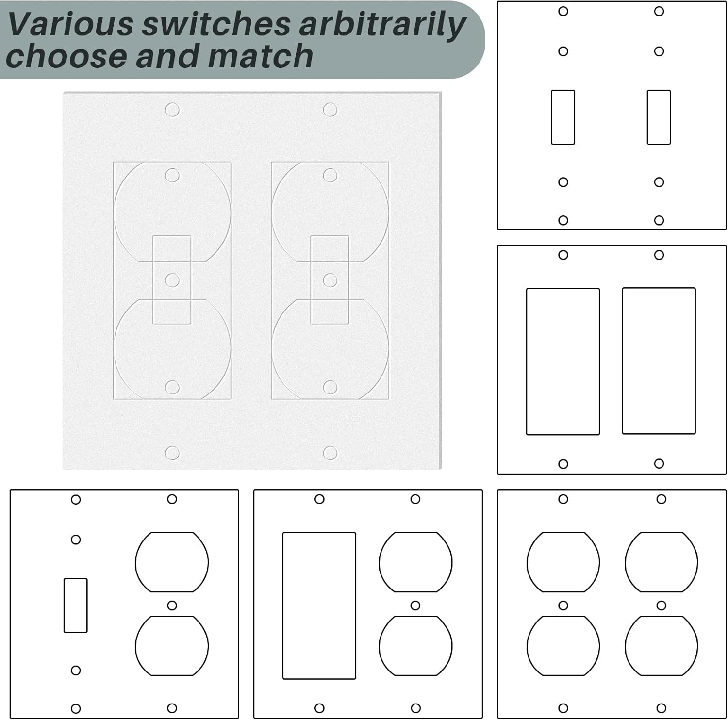 Tondiamo 20 Pcs White Wall Insulation Gasket Rectangle Wall Plate Outlet Sealers Foam Replacement Weatherproof Gasket Sealer Energy Saving for Electrical Outlet Plates Switch Covers