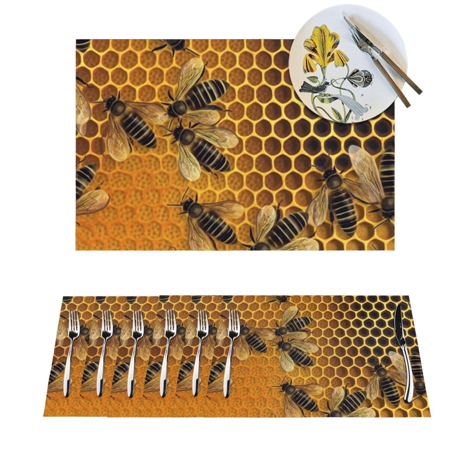 Sets de table motif abeilles pour repas en famille napperons de salle à manger intérieur et extérieur