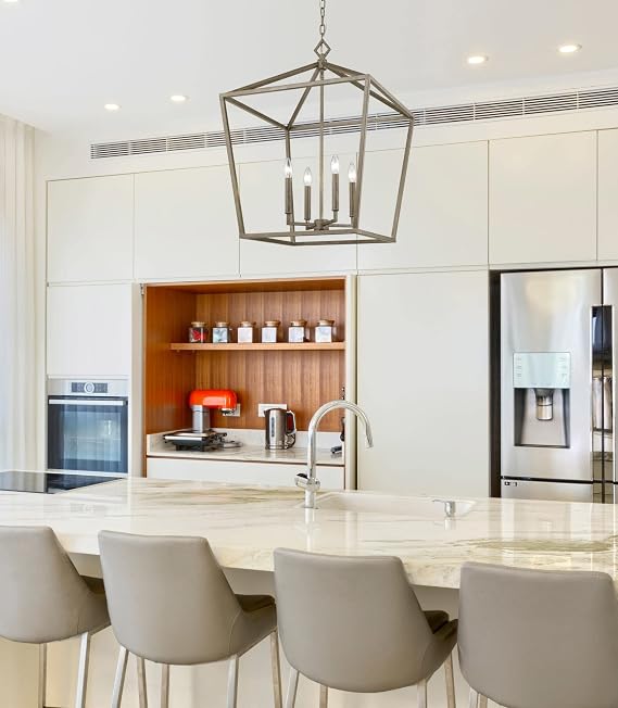Millennium 3254-VG Transitional Four Light Pendant from Corona Collection in Gold, Champ, Gld Leaf Finish