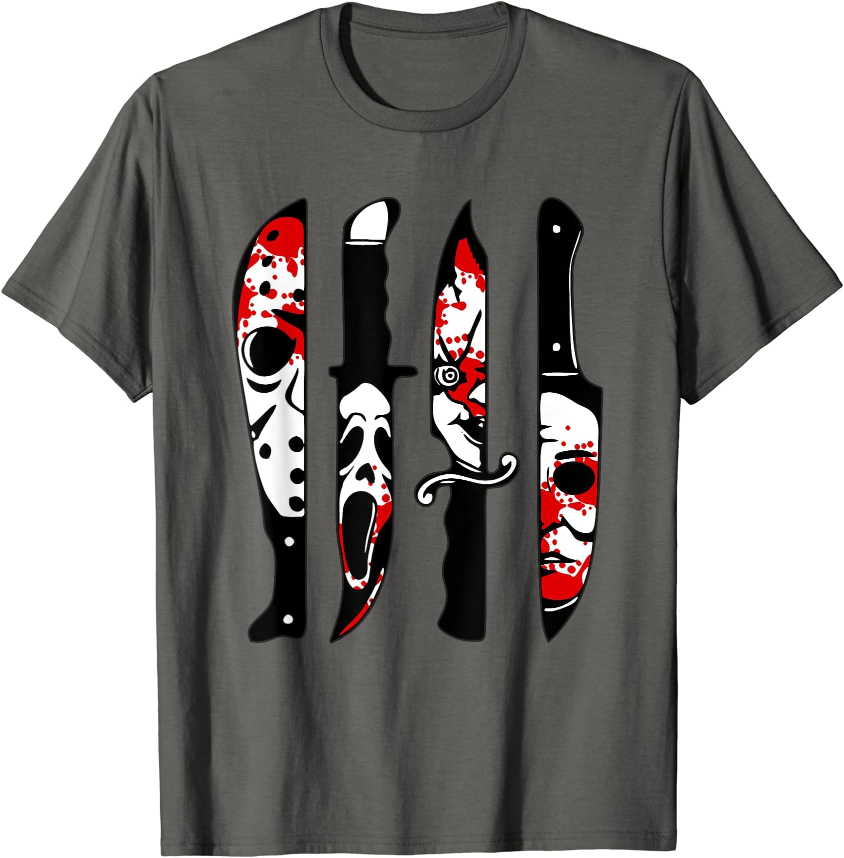 Horror Movie Characters In Knives, Funny HalloweenT-Shirt