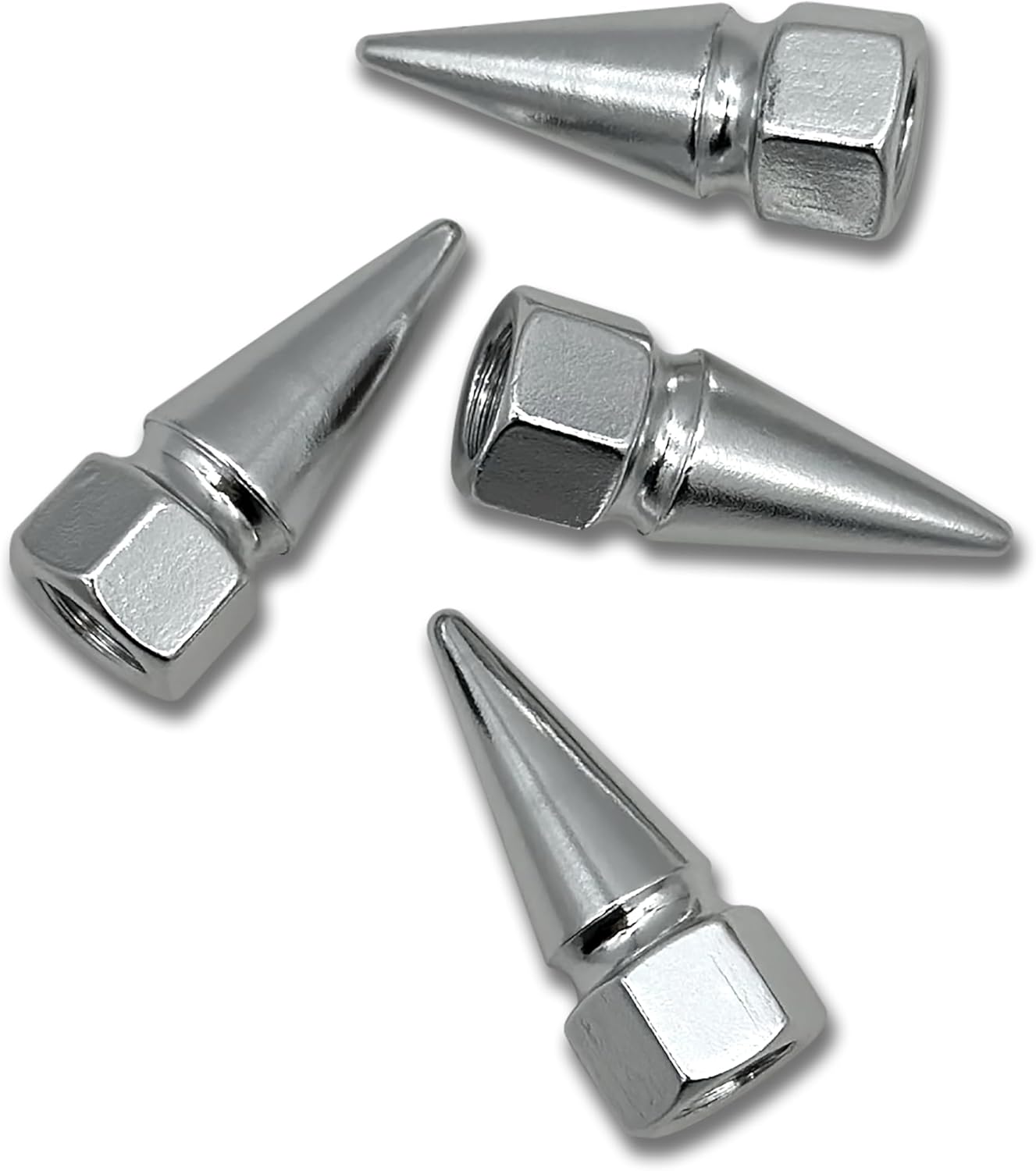 Elektroplate Spike Valve Stem Cap Universal Fit Black 4-Pack | Corrosion-Resistant Aluminum Fits 8 mm Tire Valve for Cars, Bikes, Trucks, Motorcycles with Shiny Finish