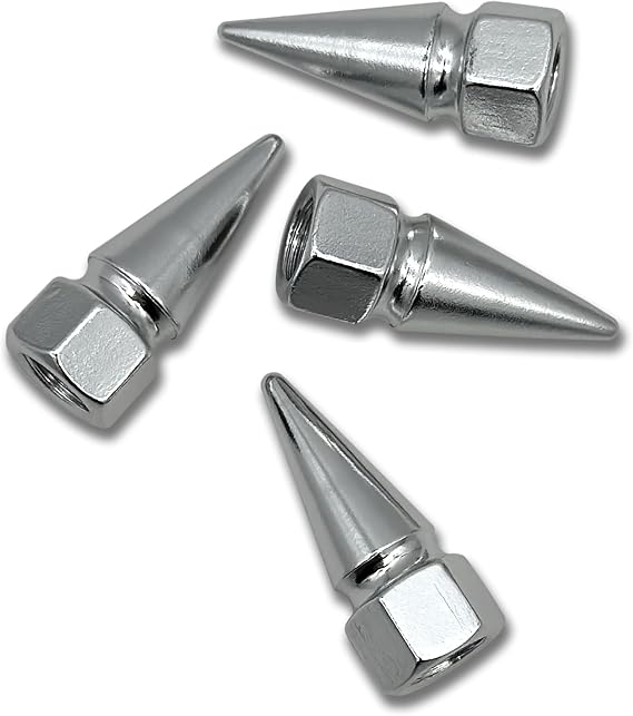 Elektroplate Spike Valve Stem Cap Universal Fit Black 4-Pack | Corrosion-Resistant Aluminum Fits 8 mm Tire Valve for Cars, Bikes, Trucks, Motorcycles with Shiny Finish