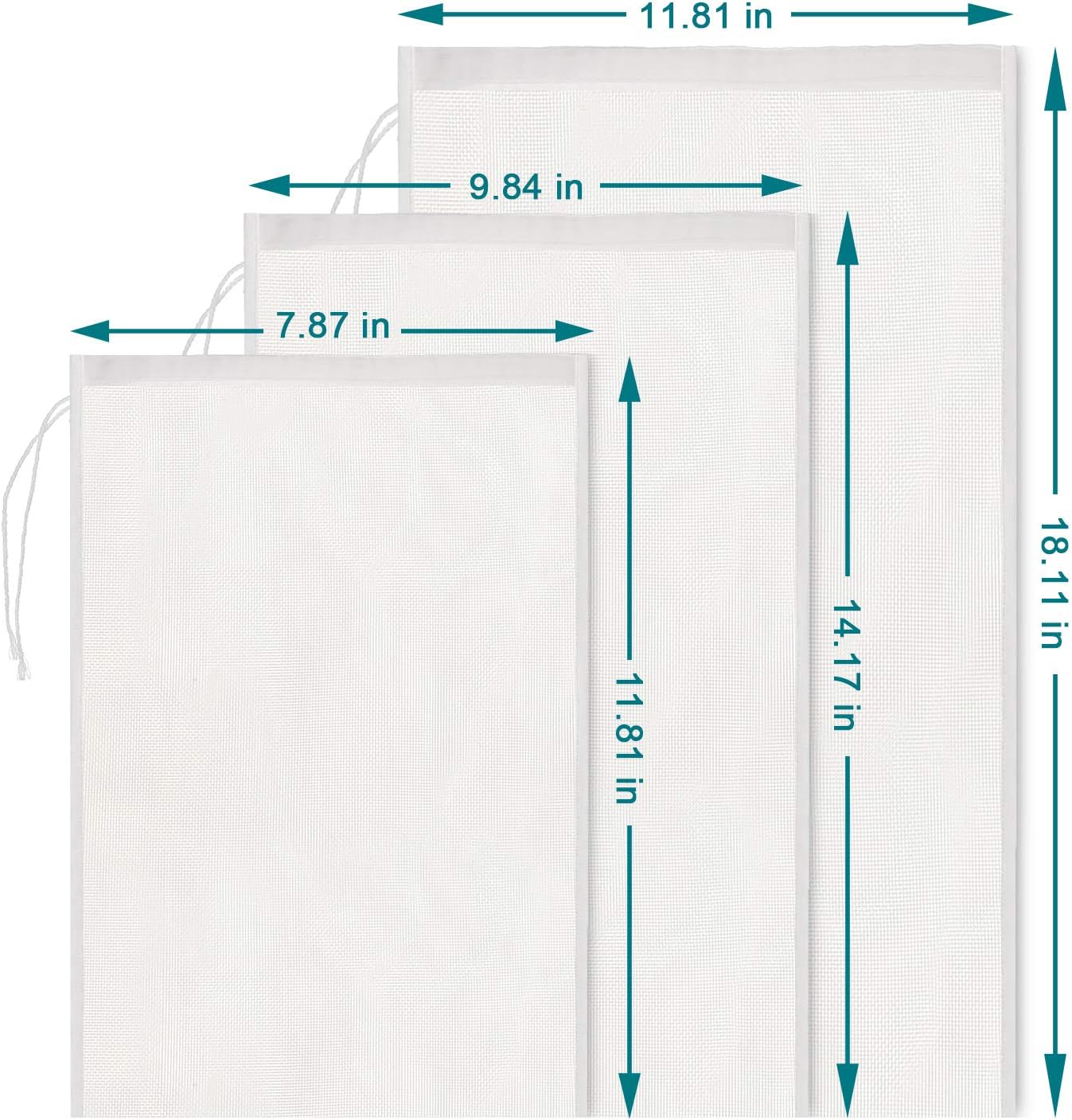 Nut Milk Bags Reusable Fine Mesh Nylon Strainer Drawstring, 6 Pack