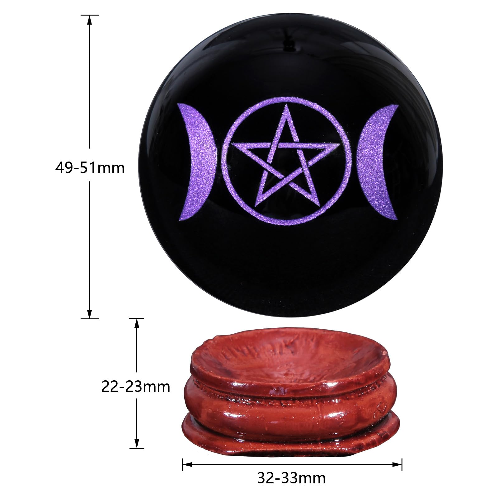 Nupuyai 1.9" Engraved Symbol Obsidian Crystal Ball with Stand - Image 2