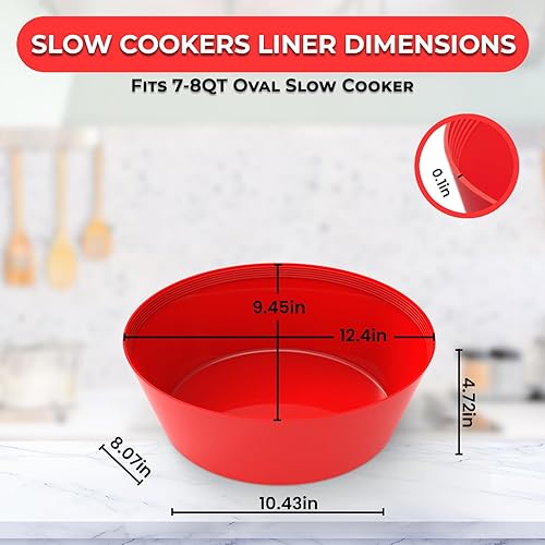 Miniatura 2 de Forro de silicona para olla de cocción lenta, se adapta a ollas de cocción lenta ovaladas de 7 a 8 cuartos de galón, compatible con Crockpot,