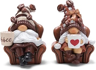 Hodao 2PCS Coffee Gnomes Coffee Bar Decor Accessories Spring Summer Swedish Tomte Elf Dwarf Figurines Gift Tasteful Company on The Couch Indoor Home Decorations