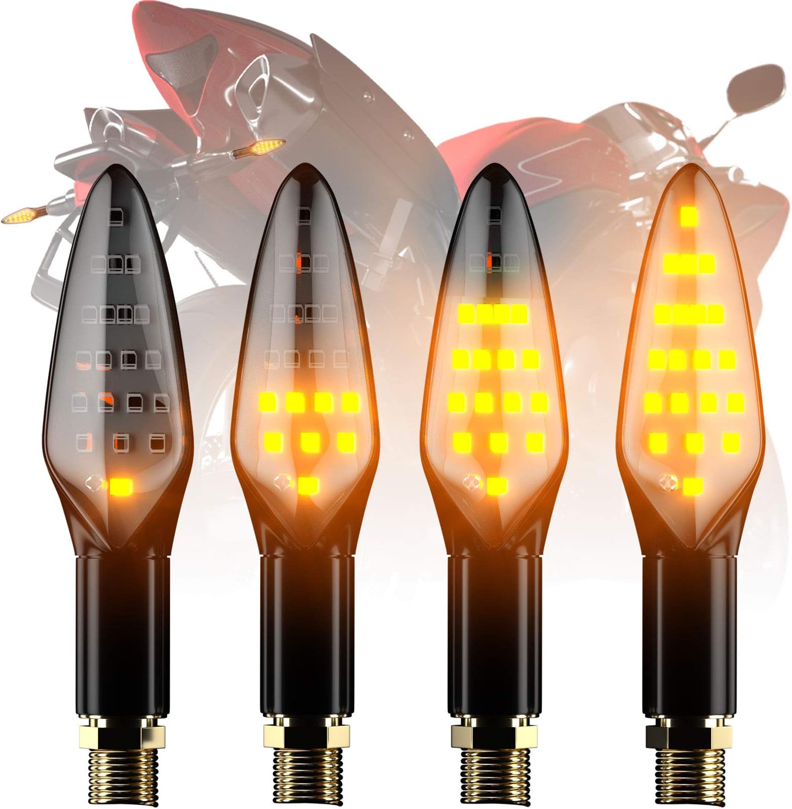CCAUTOVIE Universal Indicator Motorbike Led Turn Signal Lights Motorcycle Blinker Light E4 Mark Amber, Pack of 4pcs