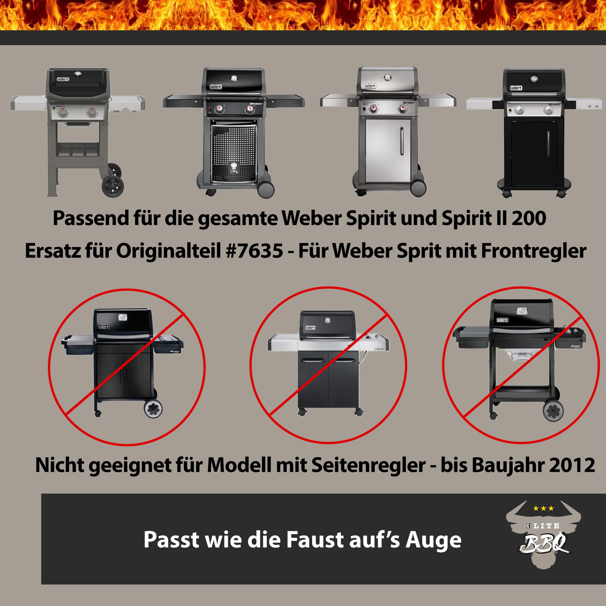 ELITE BBQ Flavorizer Bars per Weber Spirit 210, barre aromatiche per Weber Spirit 210 220 dal 2013, lamiera di fiamma, distributore di fiamma, Weber Spirit Grill a gas Spirit 210 pezzi di ricambio