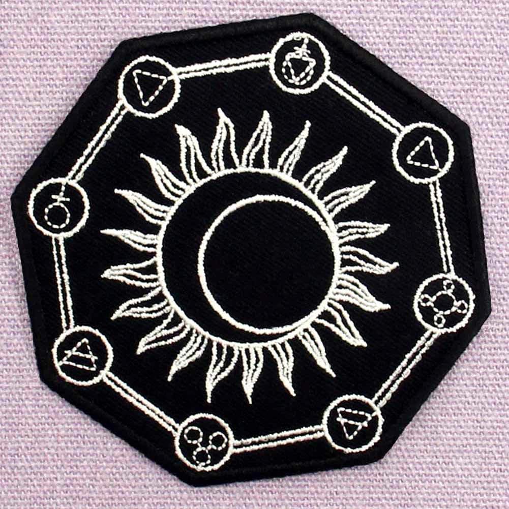 ZEGIN Alchemy Symbol Patch Embroidered Applique Badge Iron On Sew On Emblem, Black - Image 5