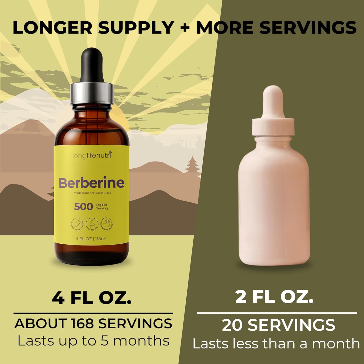 Berberine Liquid Drops - from Berberis Aristata Bark, Organic Supplement for Gut Balance & Natural Energy, Sugar-Free Extract, 4 FL OZ, Raspberry Flavor, 5-Month Supply, GMP Certified - Image 3