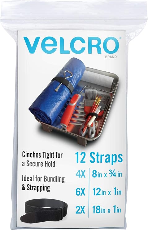 VELCRO العلامة التجارية حزمة السائبة 12 أشرطة كابل التثبيت القابلة لإعادة الاستخدام مع أحجام متنوعة من مشبك 8 -12 -18 حزام Cinch متعدد الأغراض VEL-30100-AMS