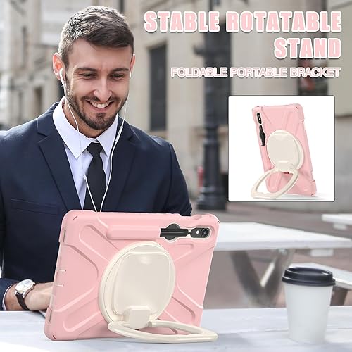 Miniatura 4 de Funda de rotación 360 para Samsung Galaxy Tab S9 de 11 pulgadas, funda resistente con anillo giratorio, soporte para hombro, correa de mano,