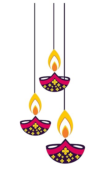 DECOR KAFE Vinyl Decorative Diya Wall Sticker, 60 x 24 cm, Multicolour