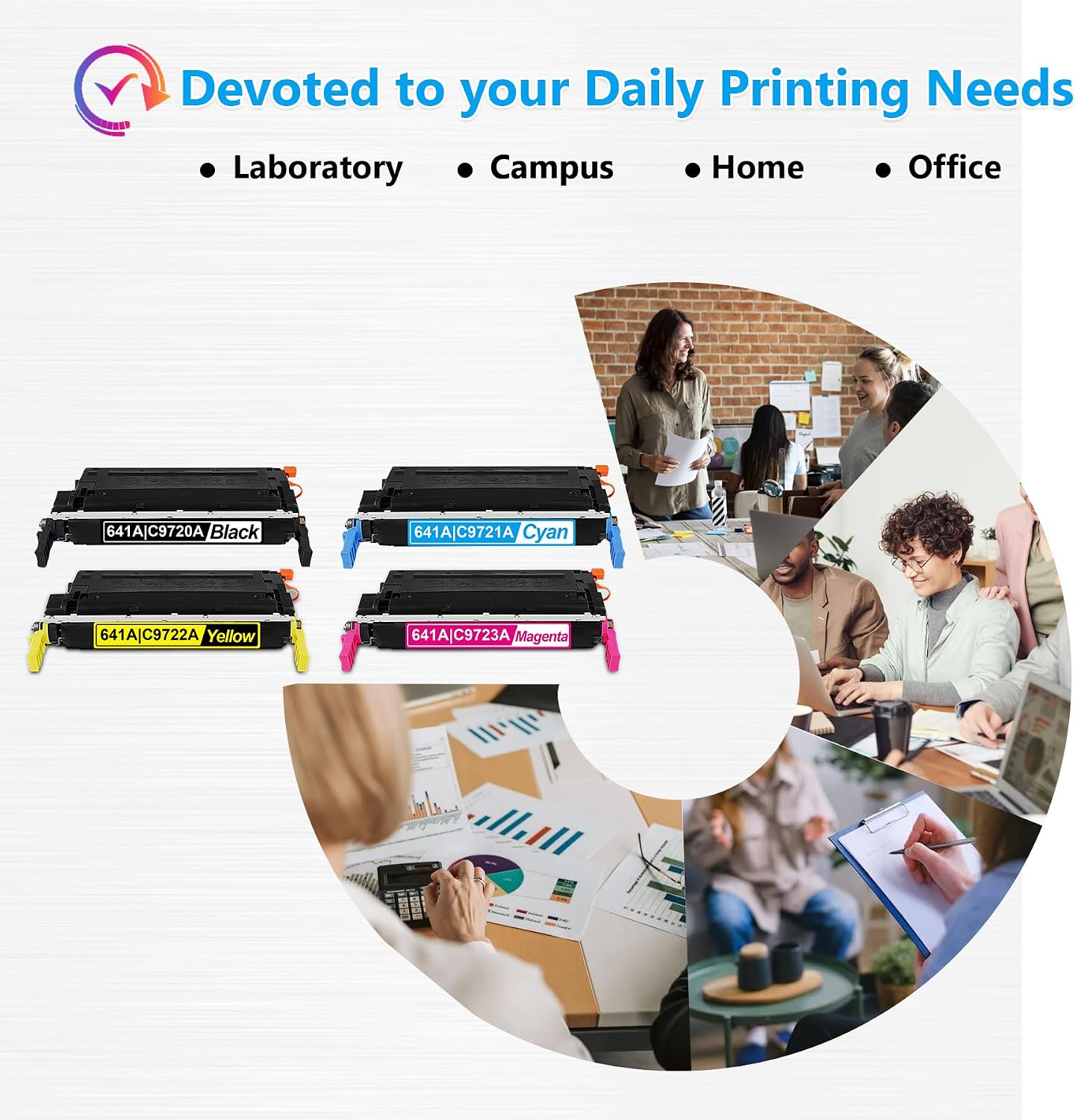 641A Black, Cyan, Yellow, Magenta Toner Cartridge (4-Pack) | Replacement for HP 641A Toner Cartridges Compatible with Color Laser 4600 Series Printer; 4650 Series Printer | C9720A C9721A C9722A C9723A