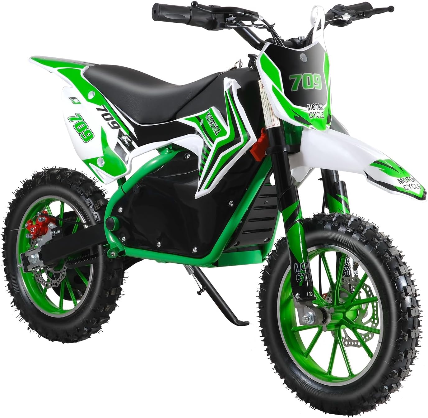 kamuloukElectric Motorbike, Dirt Bike, Electric Dirt Bike with 10 Inch Tires, Off Road Mini Motorcycle with Mechanical Disc Brakes Green