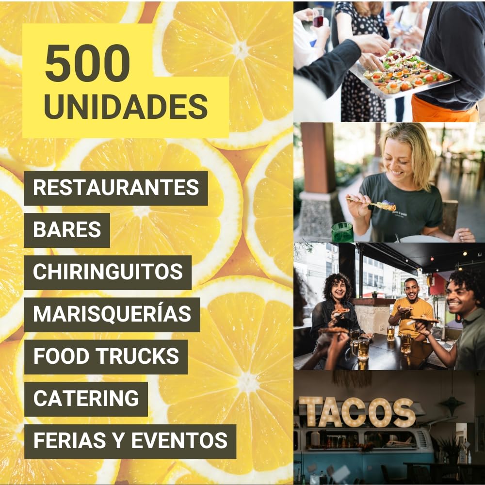 GPQ - Toallitas de Limón para las Manos | 500 Und. | Frescas, húmedas y de celulosa 100% Biodegradable | Sin Parabenos | Bares, Restaurantes, Catering, Barbacoas, etc... | Fabricado en España