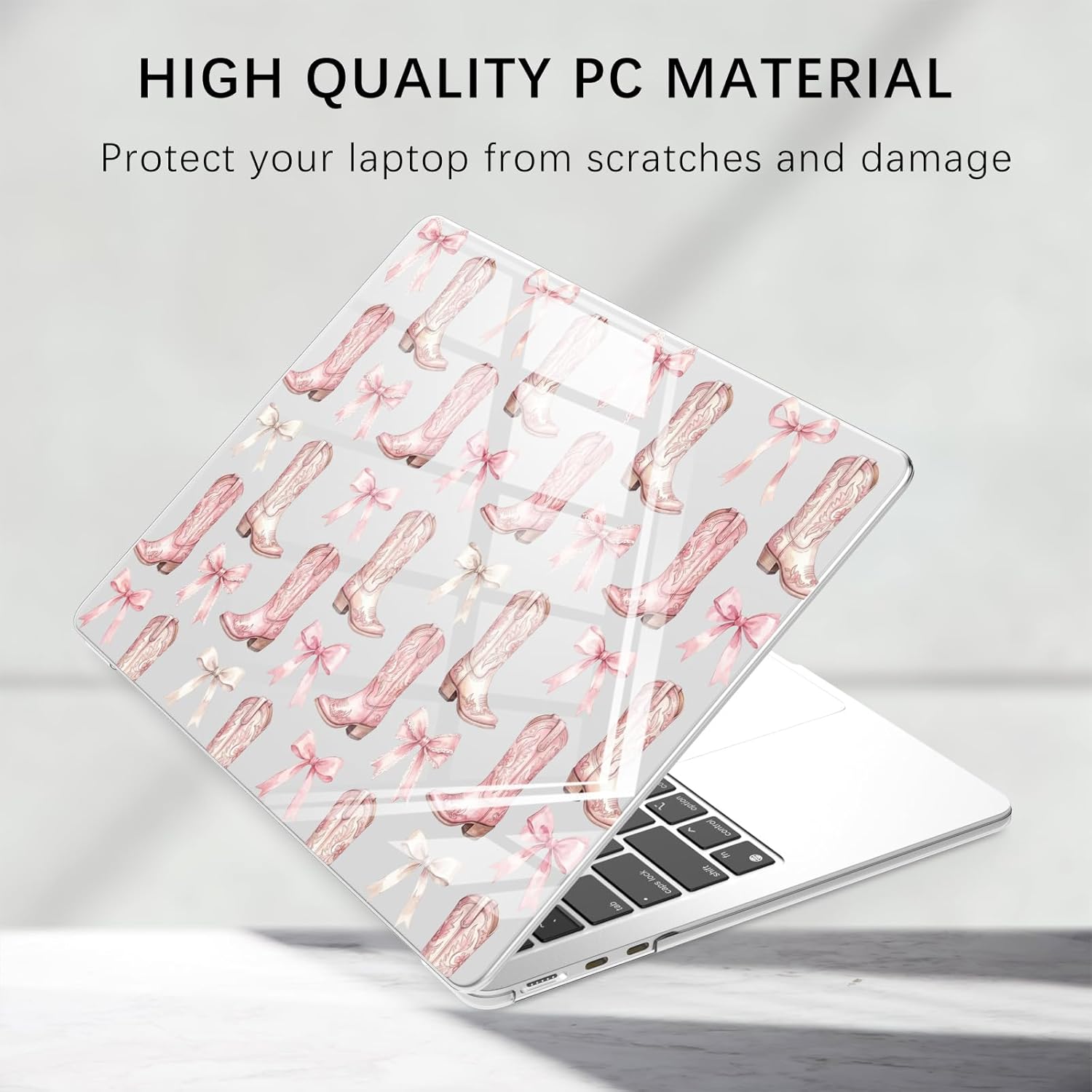 Compatible with MacBook Air 13 inch Case M1 A2337 A2179 A1932 2022 2021 2020 2019 Release, Western Cowgirl Boots Bow Protective Hard Shell Clear Cover for MacBook Air 13.3 inch