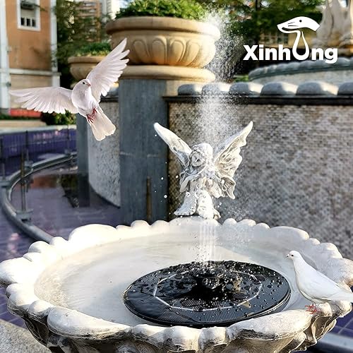 Miniatura 8 de Xinhong Fuente de baño solar para pájaros, fuente solar de 3 W para exteriores con boquilla de rotación, fuente de agua solar para riego de jardín,