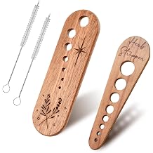 2 Wooden Vegetable Leaf Separator,Vegetable Leaf Herb Stripper Chopper Tool,with 2 Cleaning Brush,Fun Kitchen Gadgets,Exquisite Herb Stripper Bowl Gifts for Kitchen Home Chefs