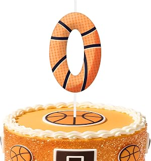 Basketball Number 0 Birthday Candles, Basketball Themed Cake Topper for Boys Girls, Cake Decorations for Birthdays, Sports Theme Party Supplies, Candles for Party Decorations