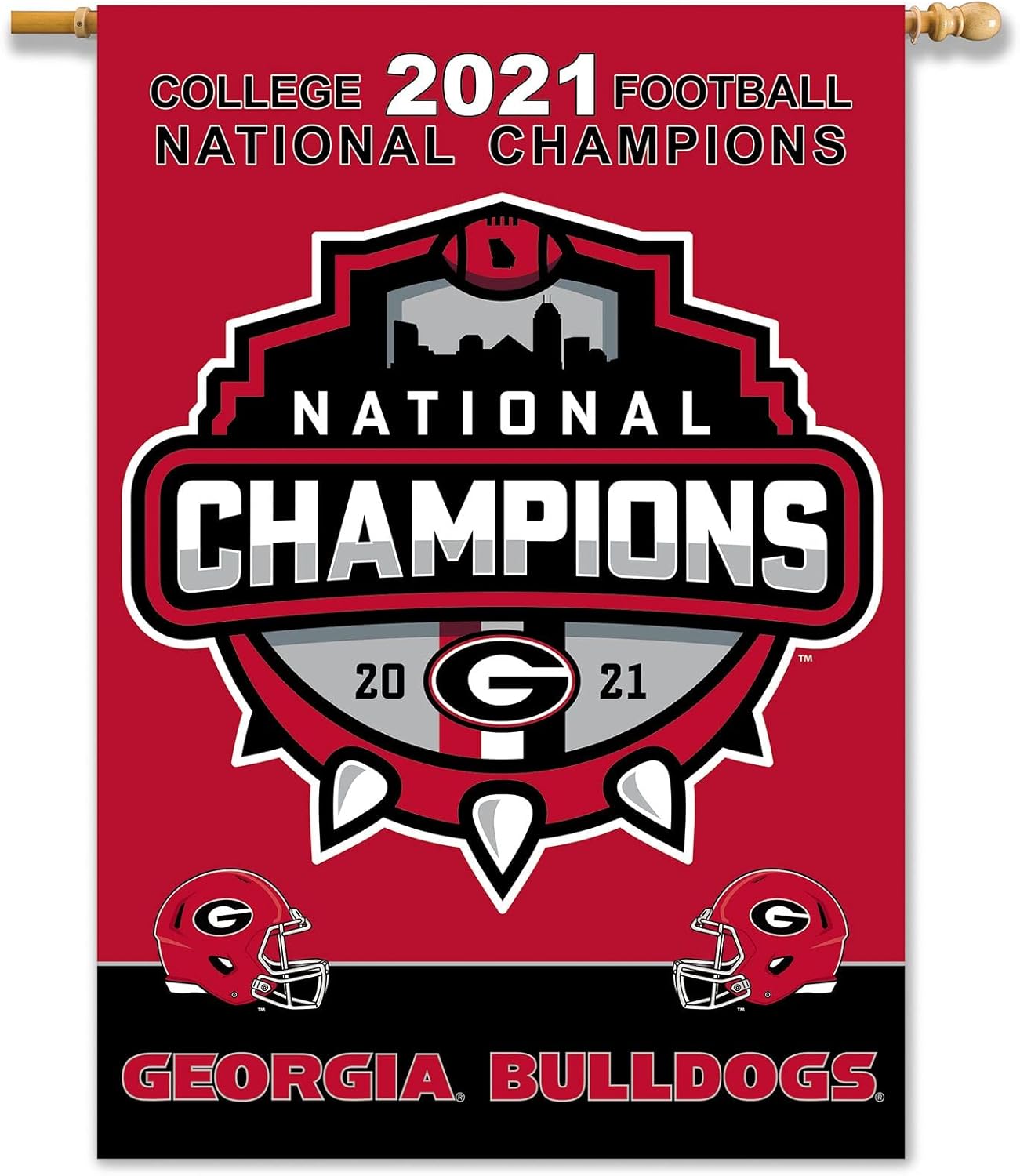 BSI PRODUCTS, INC. - Georgia Bulldogs 2021 National Champions 2-Sided 28"x40" Banner w/Pole Sleeve - UGA Football Pride - High Durability for Indoor and Outdoor Use - Great Gift Idea