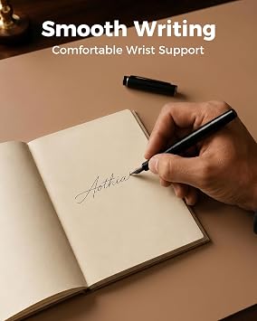 Aothia Dual-Sided Desk Pad - Leather Desk Mat, Natural Cork Desk Pad Protector, Large Mouse Pad for Desk, Waterproof Desk Blotter Pad, Desk Writing Pad for Office Work/Home, Apricot(25.6x13.7)