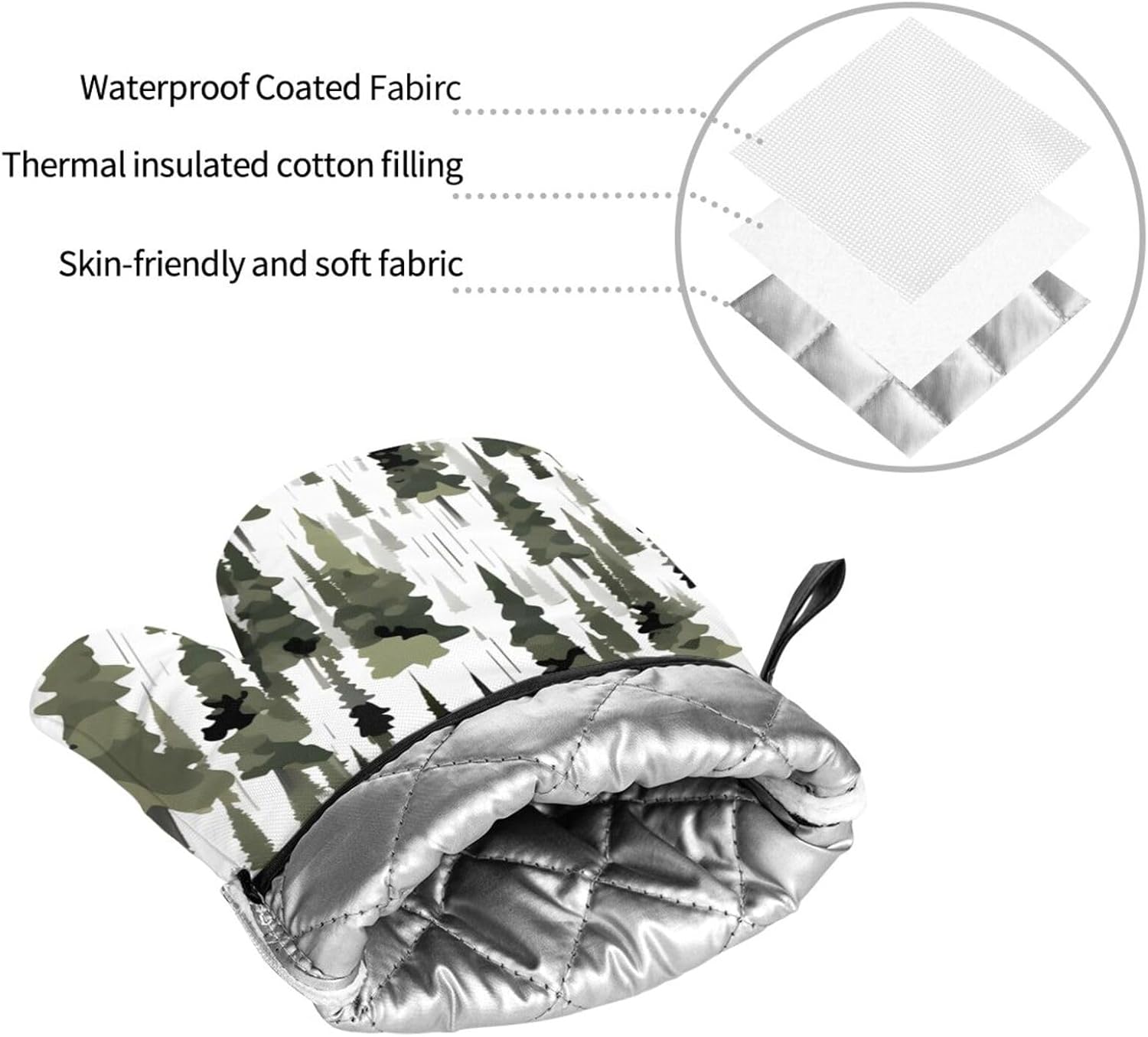 White Trees Camo pattern Kitchen baking four piece set, fit for cooking and baking, oven, microwave, and outdoor barbecue