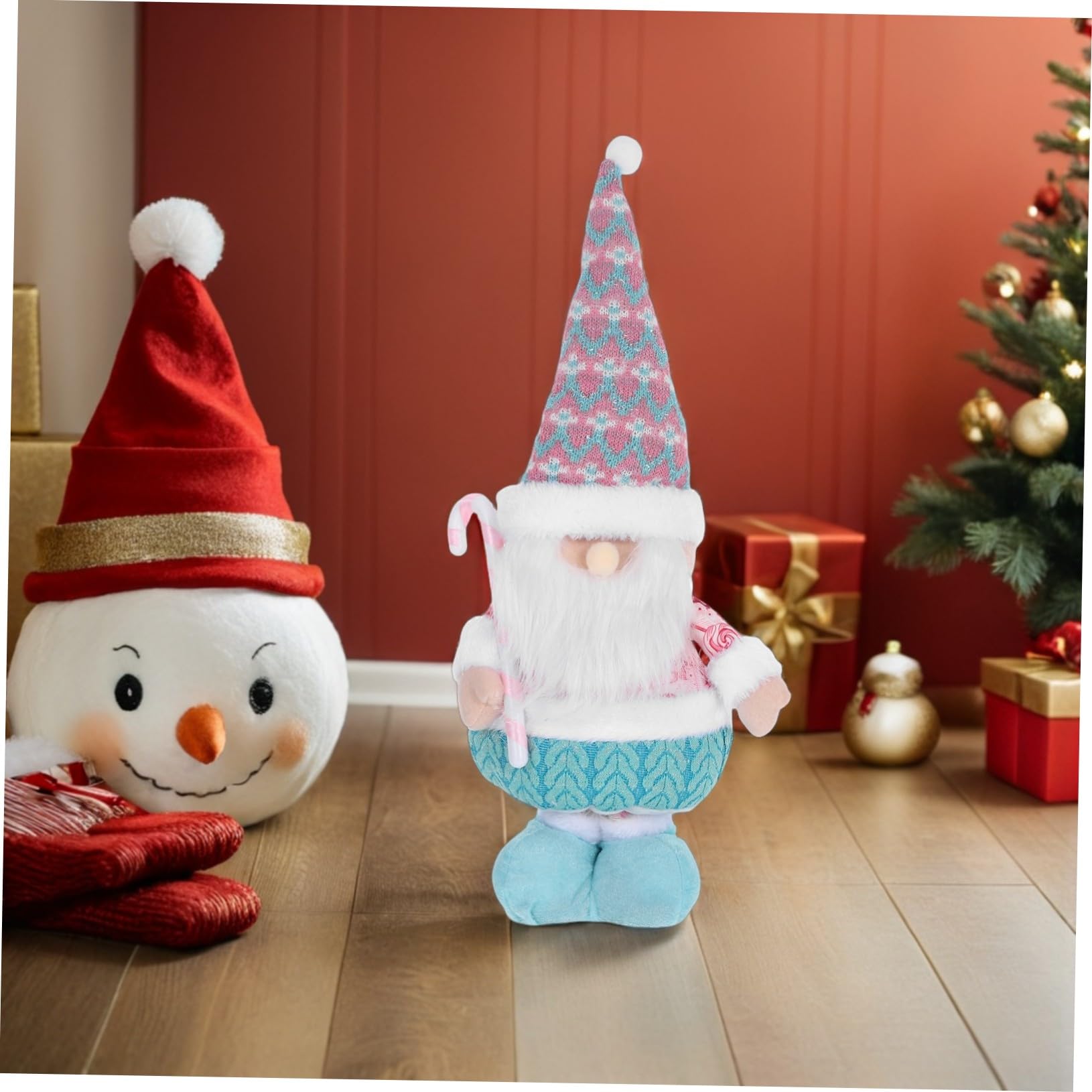 Figura Babbo Natale Telescopica con Gambe Regolabili Statuina Natalizia per Decorazioni Tavolo e Feste di Natale Estensibile per Casa e Ufficio