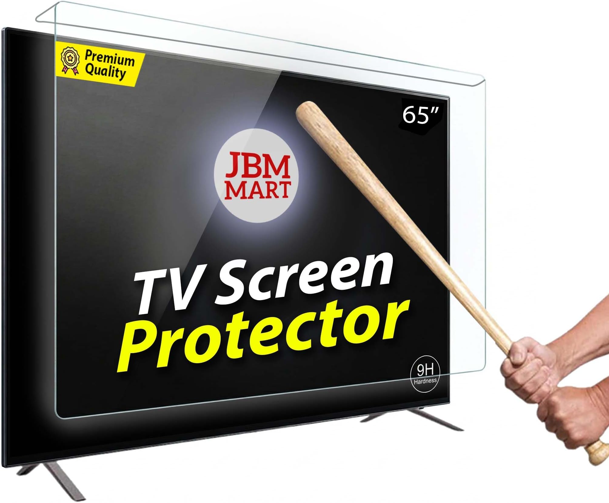 JBM MART® 65 Inch TV Screen Protector - Tempered Glass Guard, 9H Hardness, Scratch resistance, Crystal Clear | 3 mm Thickness
