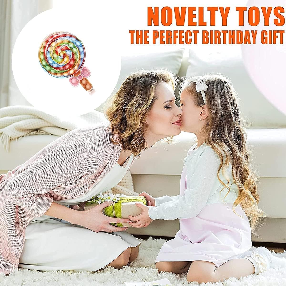 PLUSYARD Rainbow Lollipop Push pop Bubble Fidget Toy, Popsicle pop its Fidget Toys, Stress Reliever Silicone Toy for Kids and Adults, Upgraded Front and Back Printing
