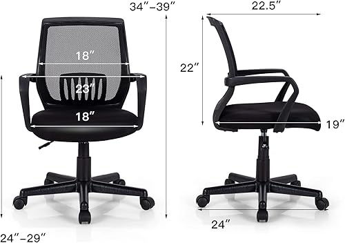 Miniatura 3 de Silla de trabajo de malla ajustable en altura, silla ejecutiva y gerencial giratoria con soporte lumbar, asiento acolchado en cascada, silla de