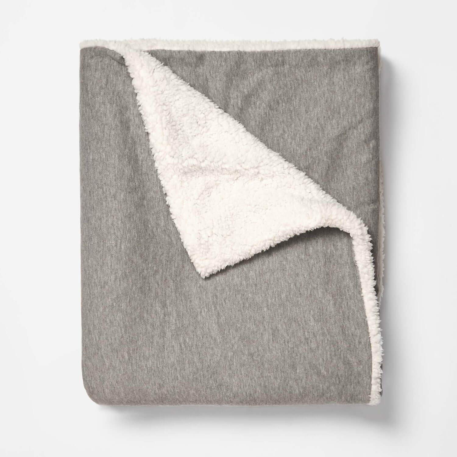 Dormify Sweatshirt Sherpa Throw Blanket – Cozy Dorm Room Bedding, Grey, 50 in x 60 in