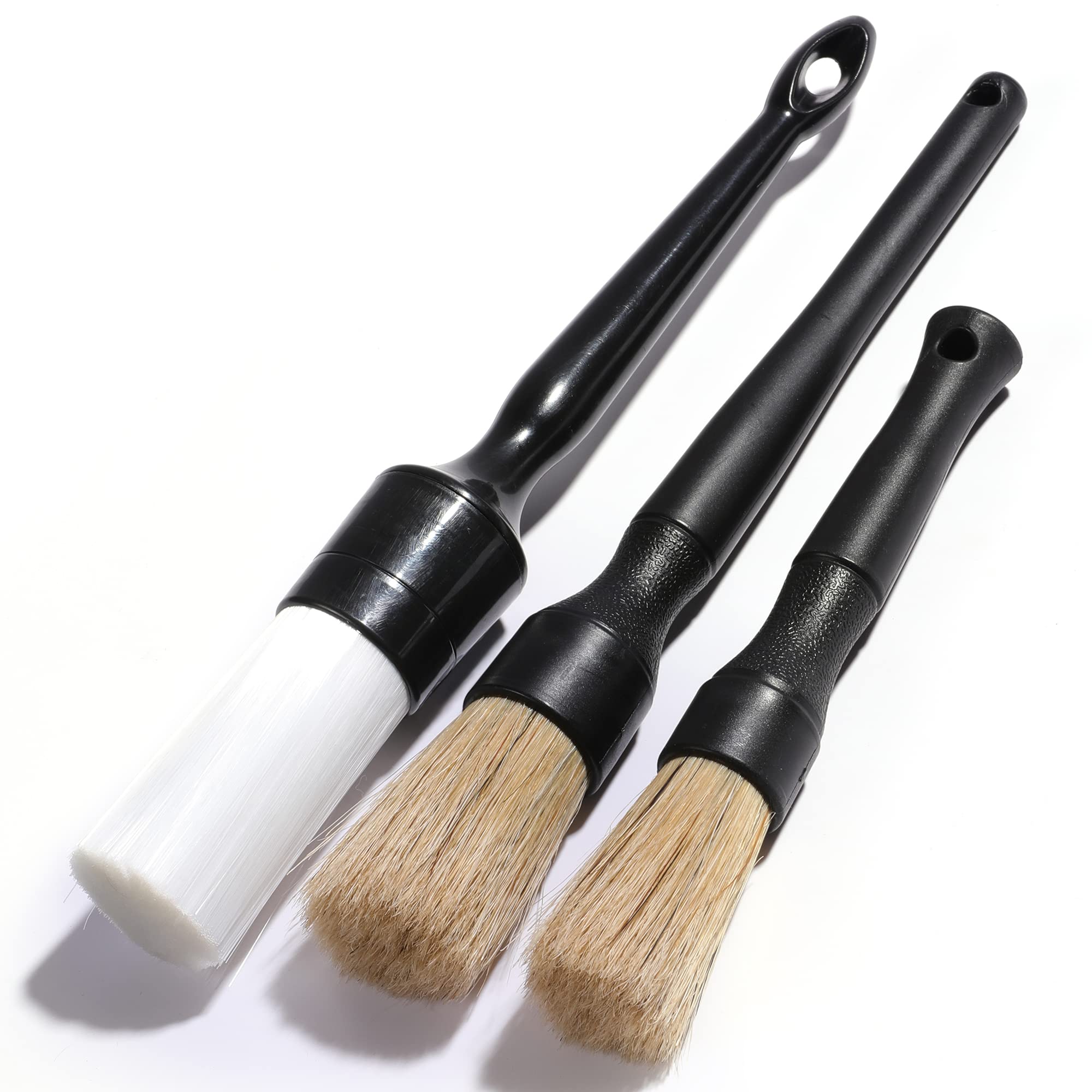 Buy 100 Boars Hair Car Detailing Brushes Set, 3 Pack, Clean Interior