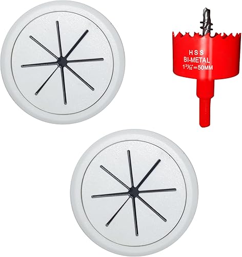 ROOWINTOO Kit de gestión de cables para TV, ocultador de cables de pared para TV, incluye 2 pases y accesorio para taladro de sierra de agujero