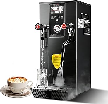 12L Commercial Milk Frother, Automatic Steam Milk Steamer with LED Display, High Pressure Milk Foam Machine, Hot Water & Heating for Latte Cappuccino Coffee Milk Tea Foam Hotel 110V