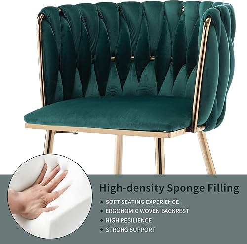 Miniatura 43 de Juego de 2 sillas de comedor de terciopelo, sillas tapizadas tejidas para sala de estar, sillas modernas de cocina y comedor, sillas decorativas de