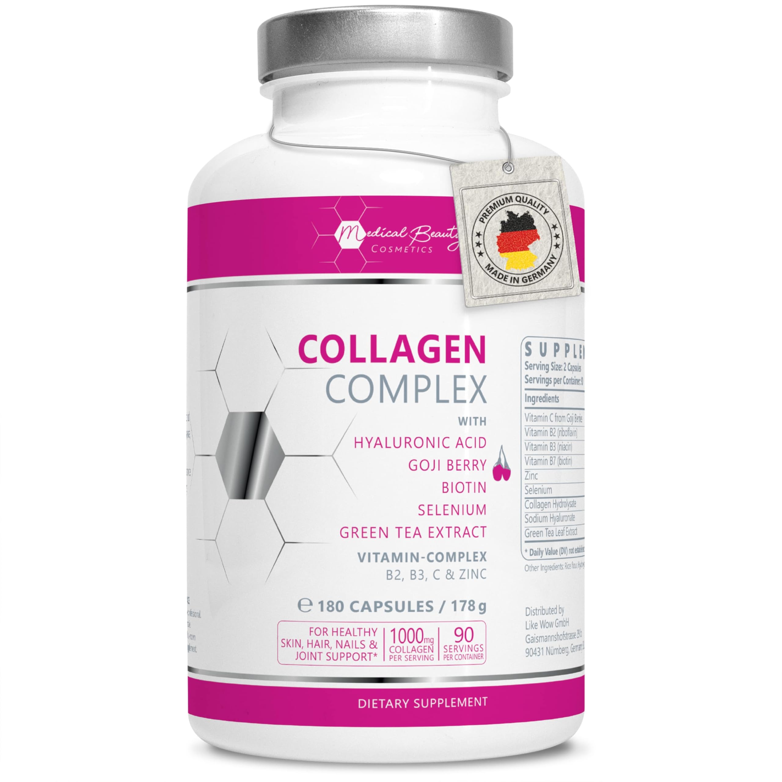 Kollagen Hyaluron Komplex, 180 Kapseln