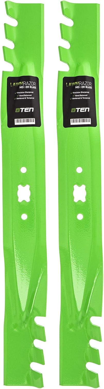 8TEN LawnRAZOR Mower Blade for MTD Cub Cadet Troy Bilt CC999ES CC99M SC500E 942-0741A 942-0741 742-0741 (Toothed) 2 Pack