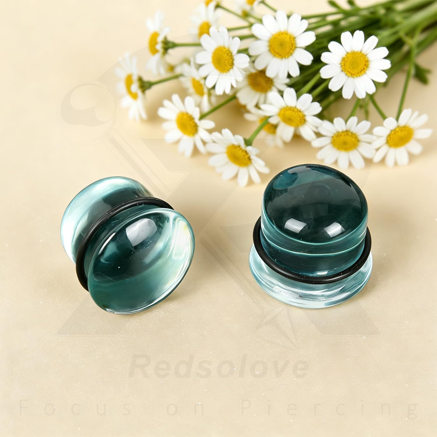 Glass Single Flare Gauges for Ears Comfy Ear Gauge Plugs and Tunnels with O-Ring Ear Stretching Kit 14G-11/16” Available for Women Men Expanders Piercing Jewelry