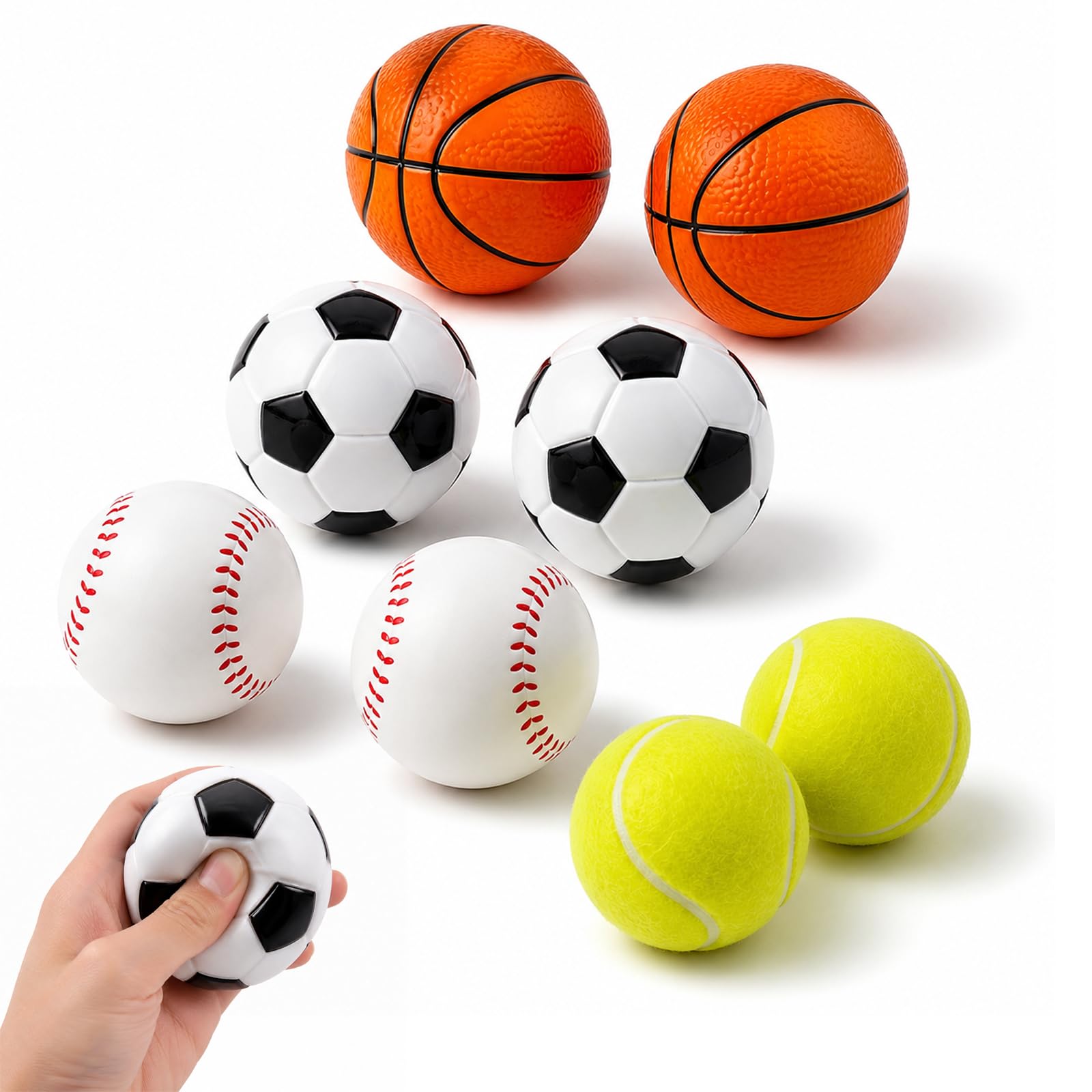 Wexrinqa 8 Soft Mini Sports Balls with Foam Design Indoor Party Game Set