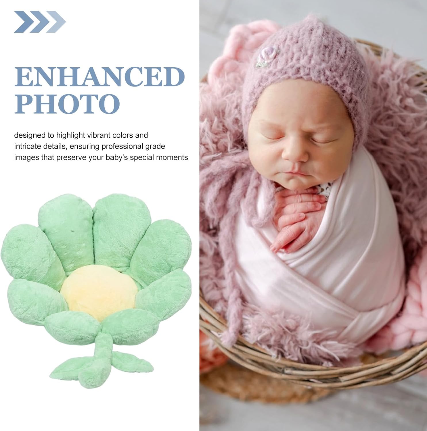 jojofuny Newborn Baby Photography Props - Soft Flower Shaped Cushion for Infant Photoshoot Baby Girl Picture Props and Full Moon Photo Sessions Green