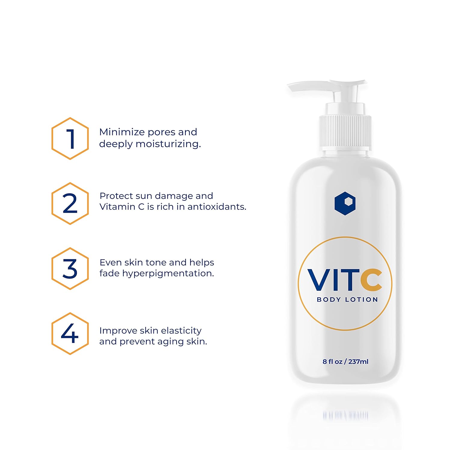 Skinlocity VIT C Body Lotion - Vitamin C Body Lotion - Reduce Fine Lines, Age Spots, Sun Damage, For Clear Bright Skin and Great for High Sun Exposure, for Optimal Skin Health, 8 Fl Oz