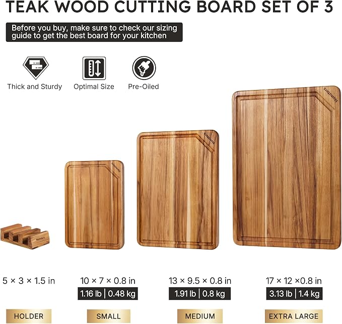 Set de 3 Tablas de Cortar de Madera Teca miniatura 2