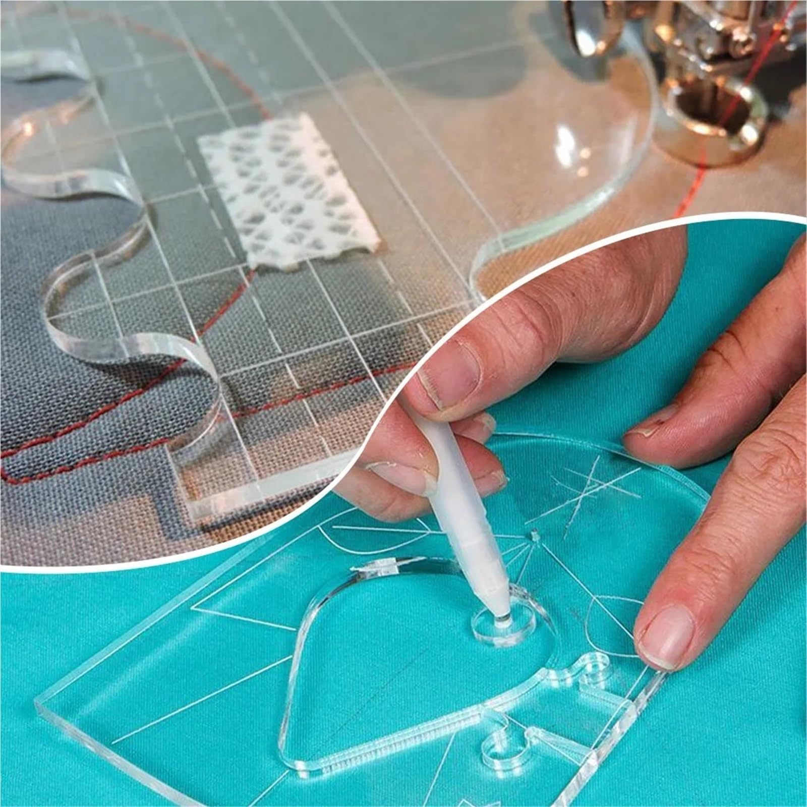 Reglas for Acolchar De 6 Piezas | Plantilla de retales DIY, medidores, máquina de coser, kits de tableros de tela, accesorios