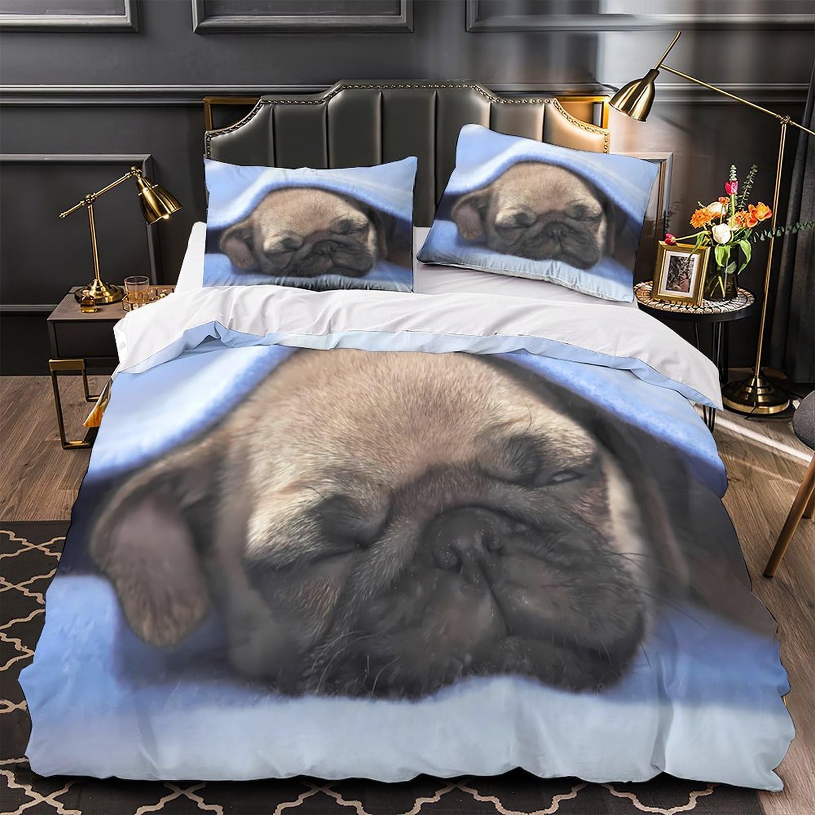 Housse de couette chiot résistante et ultra douce parure de lit 200x200cm
