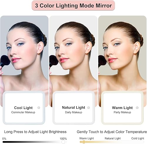 Miniatura 2 de Relavel Bolsa de maquillaje de viaje con espejo LED, bolsa organizadora de cosméticos, estuche de maquillaje con espejo iluminado, 3 luces de color,